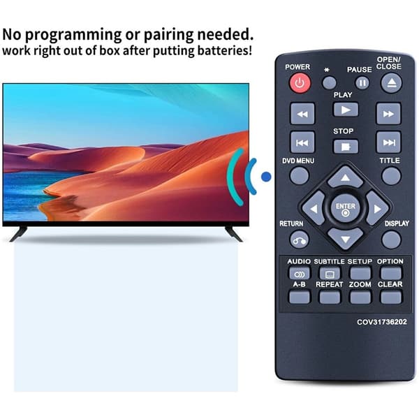 Fjernkontroll erstatning for COV31736202 for LG DVD-spiller Black