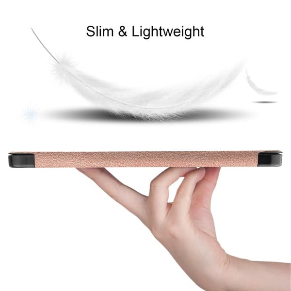 Til iPad Air 11 (2024) Etui Tre - fold Stativ Tablet Cover med Pen Holder Pink gold