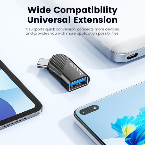 TOOCKI USB-C hane USB 3.0 hona omvandlare 5 Gbps dataadapter Svart