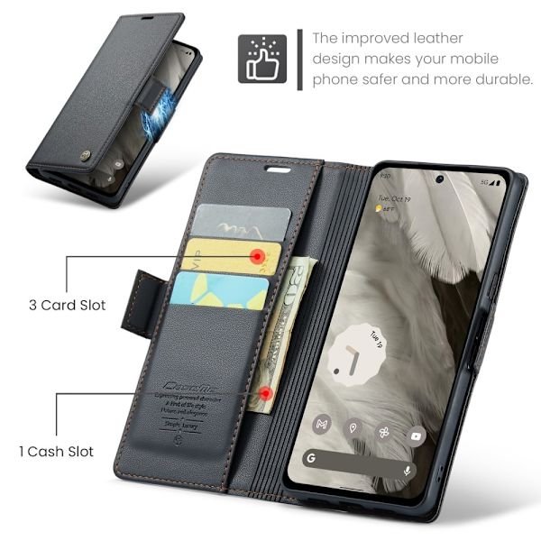 CASEME Retro Lompakkokotelo Pixel 8 Black