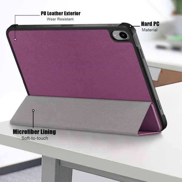 Tri-fold Stativveske for iPad 10.9 (2022) Tablettdeksel - Lilla Purple