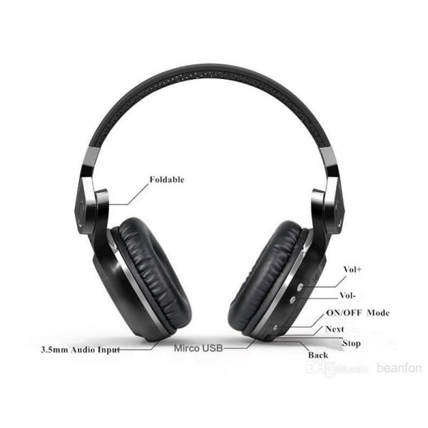 Bluedio T2+ Trådlös Bluetooth Stereo hörlurar / headset Svart