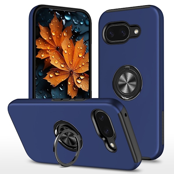 Til Google Pixel 9A Fingerring Kickstand Hybrid Taske Blue