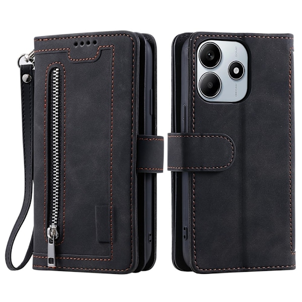 Xiaomi Redmi Note 14 4GC Kuori Vetoketjutaskulla ja 9 Korttipaikalla Black