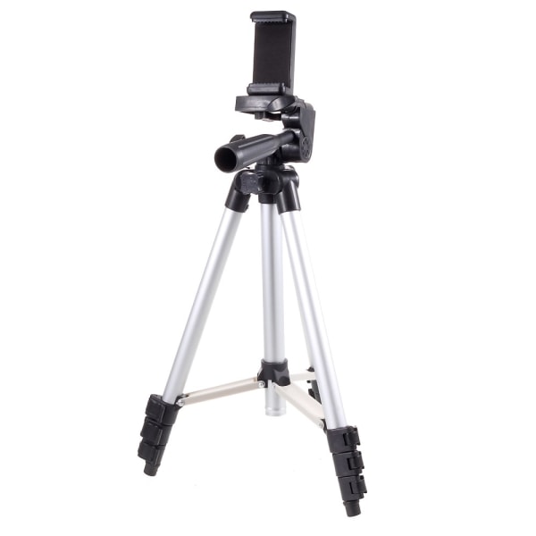 Adjustable Tripod Holder with Phone Clamp, Clamp Width: 57-83mm Silver