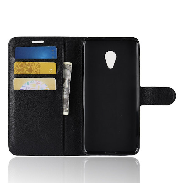 Litchi Texture Wallet Stand Flip Case for Alcatel 1X - Black Black
