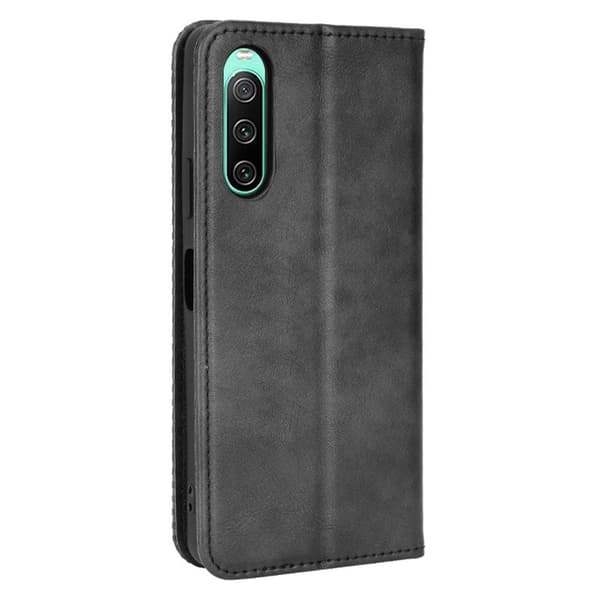 Wallet Stand Flip - telefonetui til Xperia 10 V - Sort Black