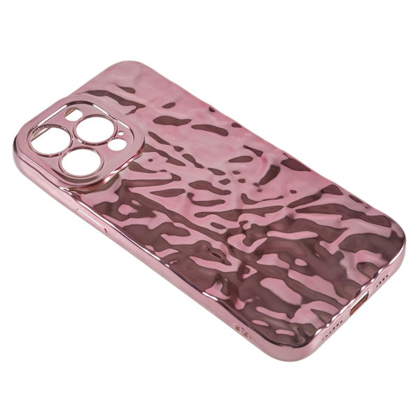 TPU-etui for iPhone 15 Pro Max med elektroplettering, rynket og ujevn overflate Pink