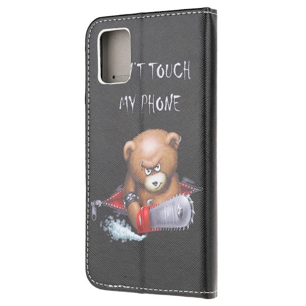 Til Samsung Galaxy A71 tegnebogstativ - Angry Bear Black