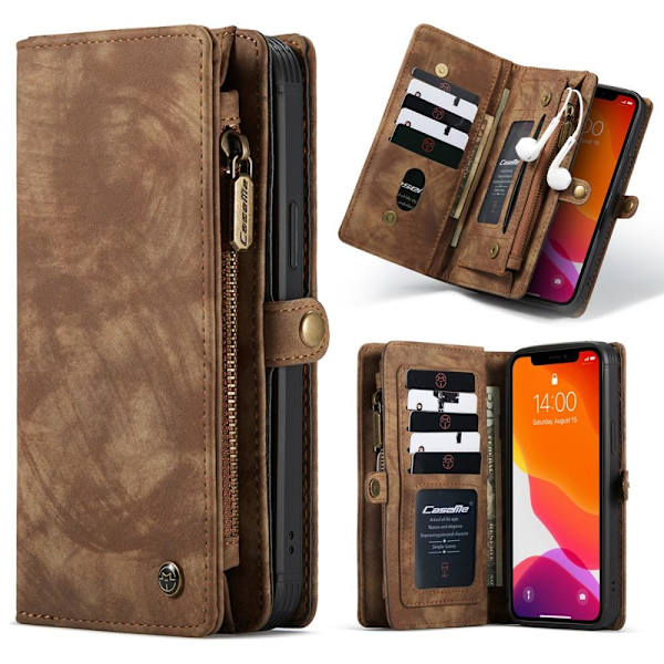 CASEME iPhone 12/iPhone 12 Pro 2-i-1 tegnebog Telefonskal Brun Brown