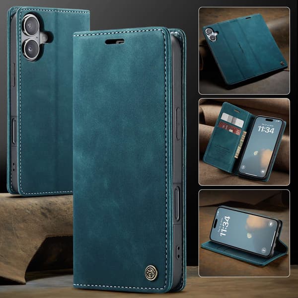 CASEME Retro lompakkokotelo iPhone 17 Blue