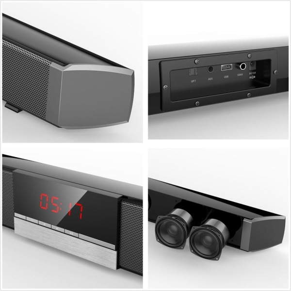 SR100 Plus Bluetooth Soundbar TV Högtalare Trådlös subwoofer med Svart