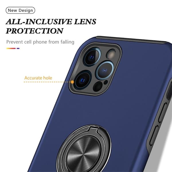 iPhone 14 Pro Fingerring Kickstand Hybrid Taske - Blå Blue