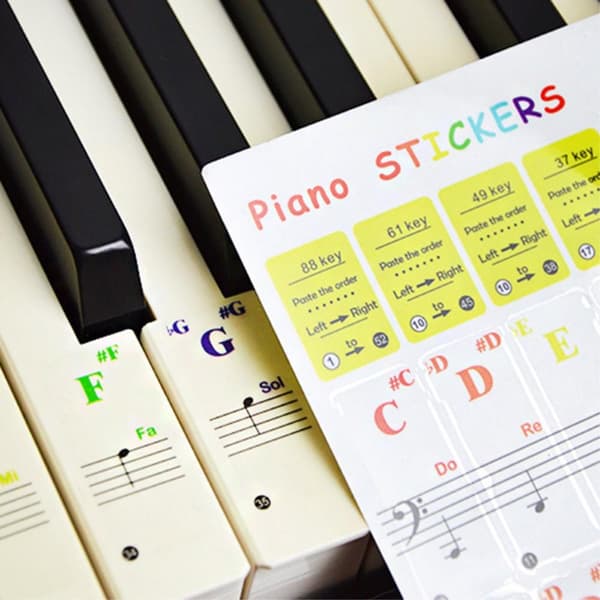 Piano - kosketintarrat 88/61/49/37 näppäimelle Värikäs iso lihavoitu kirjain Multicolor