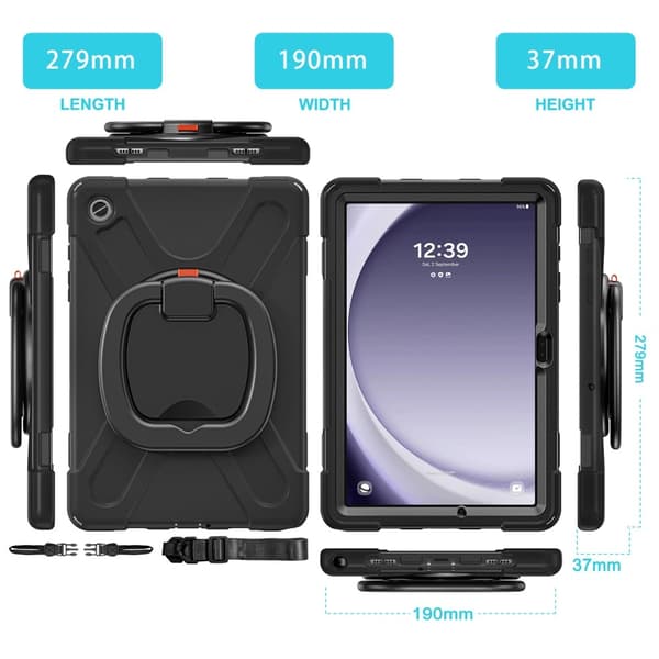 Samsung Galaxy Tab A9+ Kuori PC+Silikoni Tablettisuojus Black