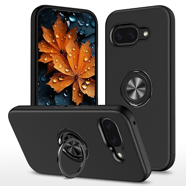 For Pixel 9A Hybrid Deksel med Fingerring Black