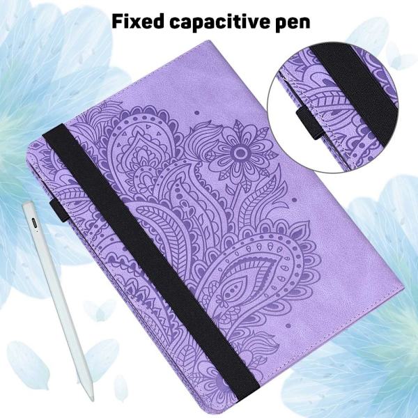 Til iPad 10.9 (2022) Tabletetui Cover Blomsterprægning - Lilla Purple