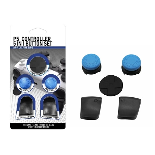 HONSON For Sony PS5 / PS5 Slim Spillkontroll L2 R2 Knapputvidelse Joystick Grip Riser Cap - Blå Blue