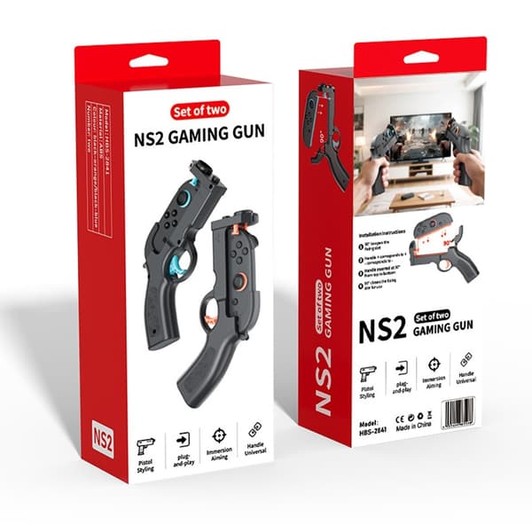 2 stk. kompatible med Nintendo Switch 2 venstre høyre Joy-Con-kontroller pistolgrep Black