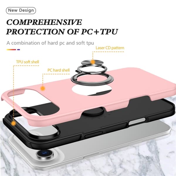 Til iPhone Air Finger Ring Kickstand Hybrid Taske Pink
