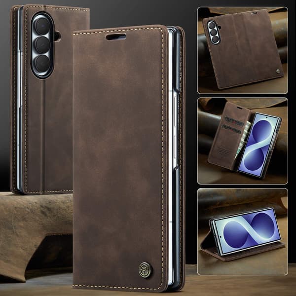 CASEME Telefonplånboksfodral med stöd till Samsung Galaxy Z Fold8 Ultra Brun