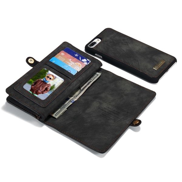 CASEME iPhone 8/7 Plus Retro Split läder plånboksfodral - Grå grå