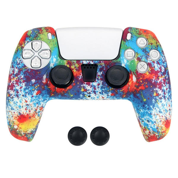 DATA FROG För Sony Playstation 5 Silikonskydd Spelkontrollskydd med 2 Rocker Caps multifärg