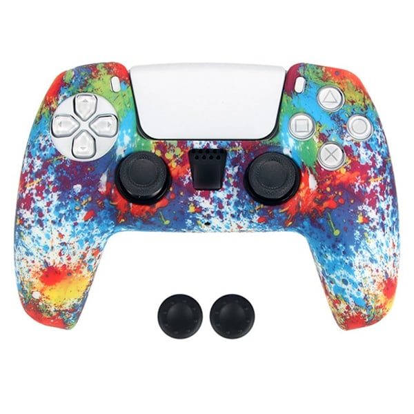 DATA FROG Til Sony Playstation 5 Silikone Cover Gamepad Beskyttelsescover med 2 Rocker Caps Multicolor