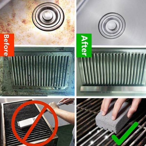 Rengøringsblok til grillgrillskrubning af sten BBQ Murstenrenser Grey