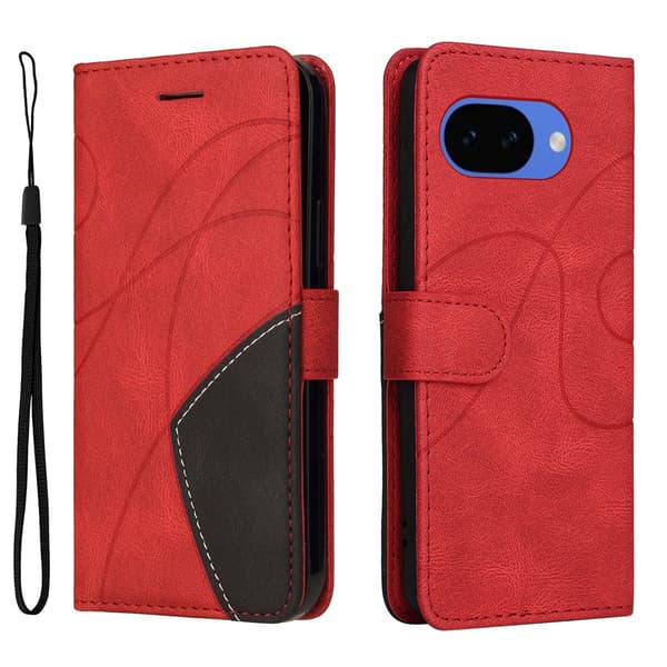 Til Google Pixel 10a Lommebokdeksel med Stativ Tofarget Design - Rød Red