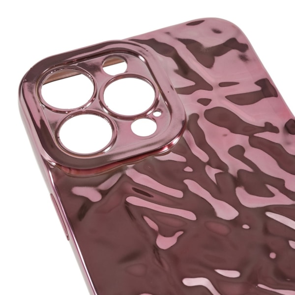 TPU-etui for iPhone 15 Pro Max med elektroplettering, rynket og ujevn overflate Pink