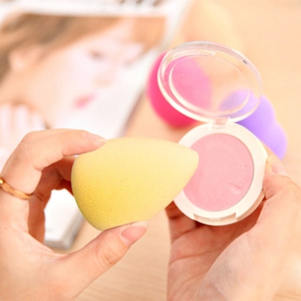 2 stk Makeup Sponge Blender Teardrop Beauty Egg Cleansing Puff Skin Care - Gul Yellow