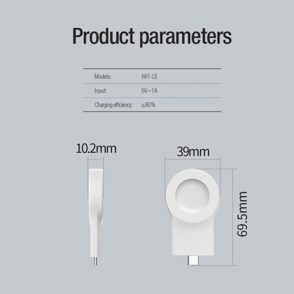 NILLKIN Xiaomi Watch S1 Pro Type-C -pistokkeelle Langaton älykellon lataustelakka White