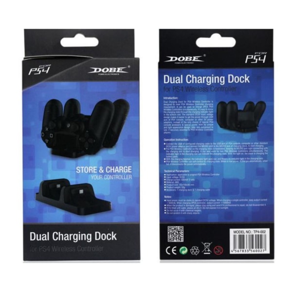 DOBE Dual Charging Dock Station langattomille PS4-ohjaimille Black