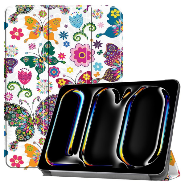 Till iPad Pro 11 (2024) Slim fit tri-fold fodral - Butterflies Multicolor