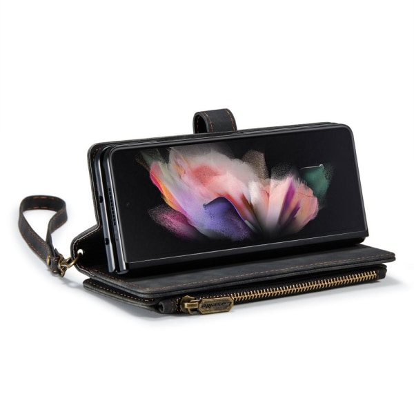 Samsung Galaxy Z Fold 4 CASEME Retro läder plånboksfodral Svart Svart