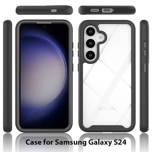 För Samsung Galaxy S24-skal i PC+TPU med stötdämpande mobilskal Svart