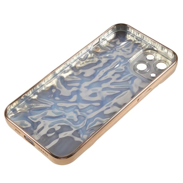 TPU-etui for iPhone 15 Plus med elektroplettering, rynket og ujevn overflate Gold