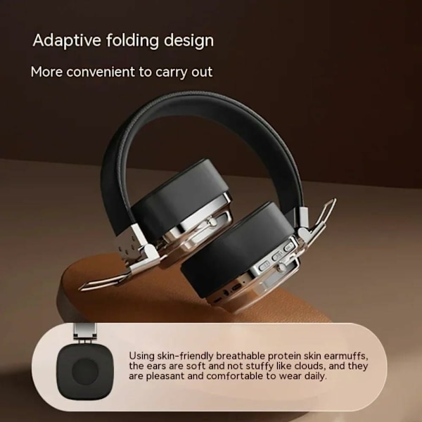 Bluetooth HiFi Sound Over Ear Hodetelefoner Støyreduksjon Trådløst Headset - Sølv+svart Black