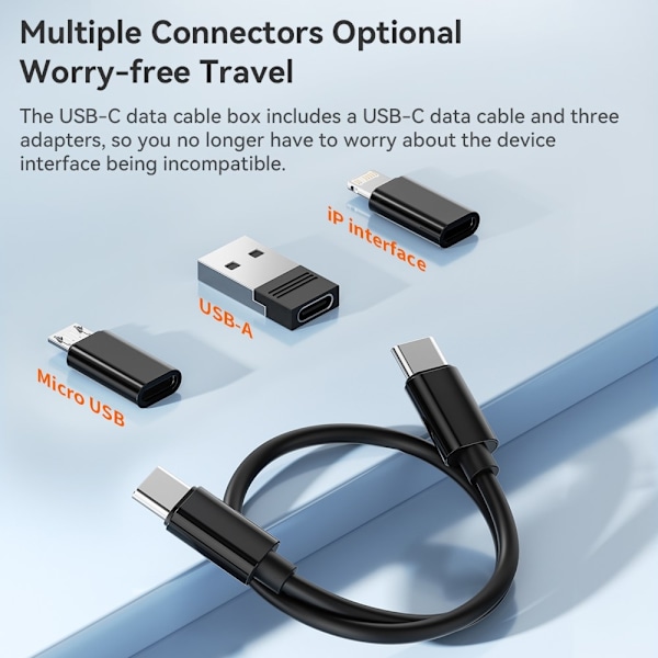 TOOCKI USB-C til USB-C kabel USB+iP+Micro USB Adapter Case Black