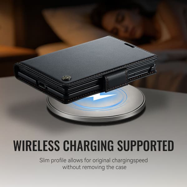 CASEME Glanset telefonlommebokdeksel til Samsung Galaxy Z Fold8 Black