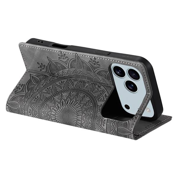 Deksel for iPhone 17 Pro Max med Magnetisk Lukking Mønsterpreget Grey