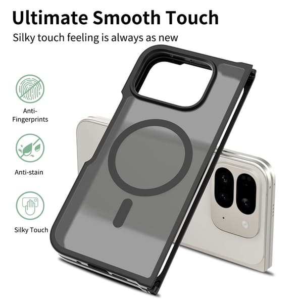 For Google Pixel 10 Pro Fold Magnetisk Deksel TPU Ramme Akryl Telefonbeskyttelsesdeksel Black