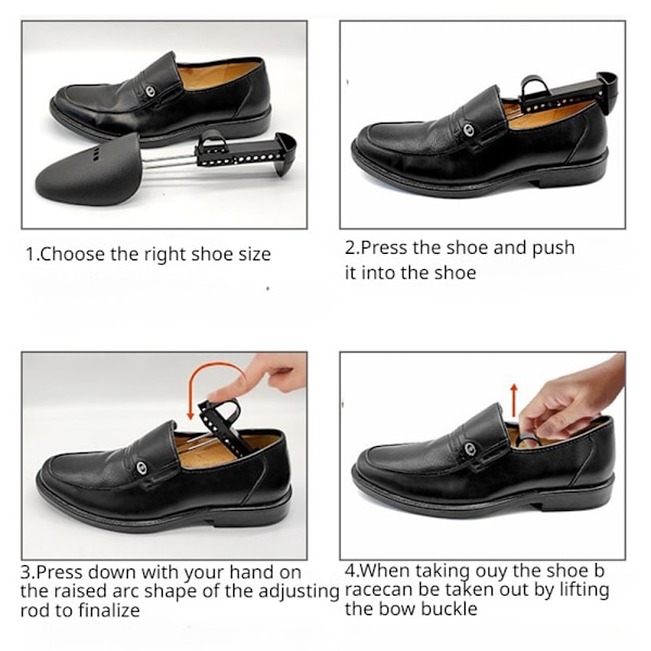 2kpl säädettävä muovikenkä Shoe block Extender kenkäkoko - mies Black