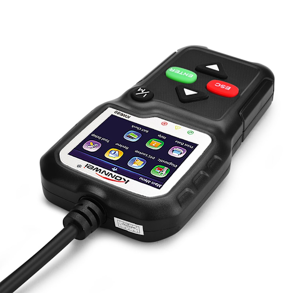 KONNWEI KW680 OBDII/EOBD Scanner OBD2 CAN-buskodelæser - sort