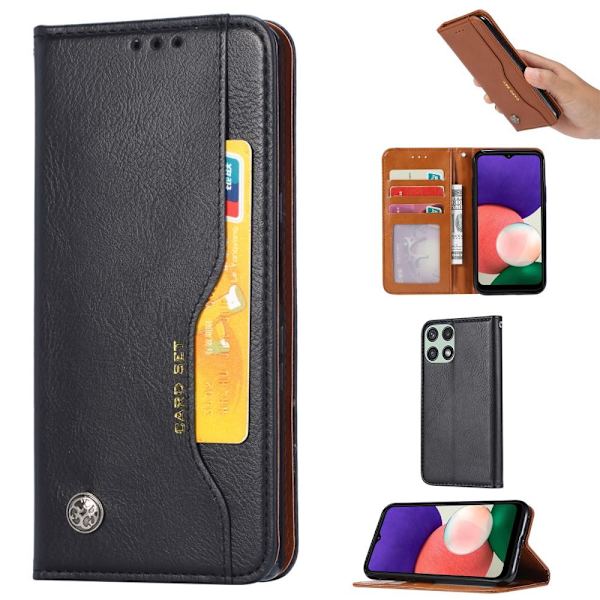 Auto-absorberende Stativ Telefonveske for Samsung Galaxy A22 5G - Svart Black