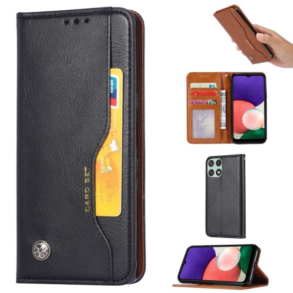 Auto-absorberet stativ telefonetui til Samsung Galaxy A22 5G - Sort Black