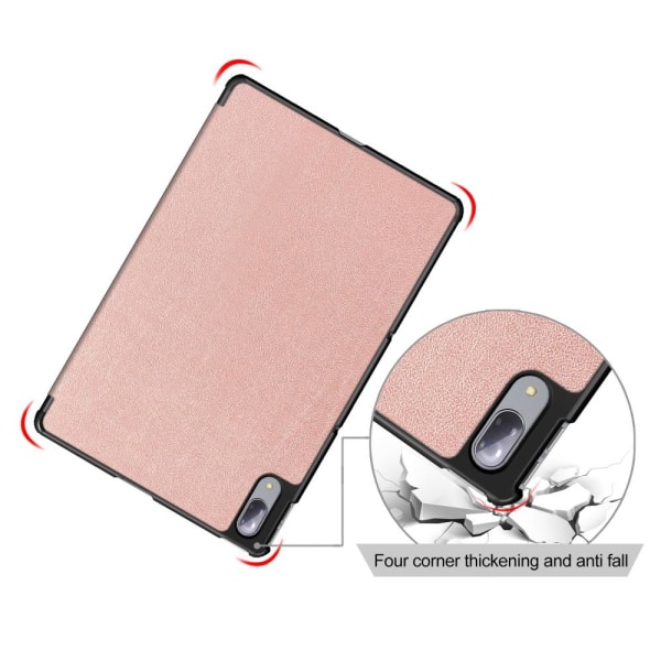 Tri-fold Stand Cover for Lenovo Tab P11 Pro TB-J706F - Rose Gold Pink gold