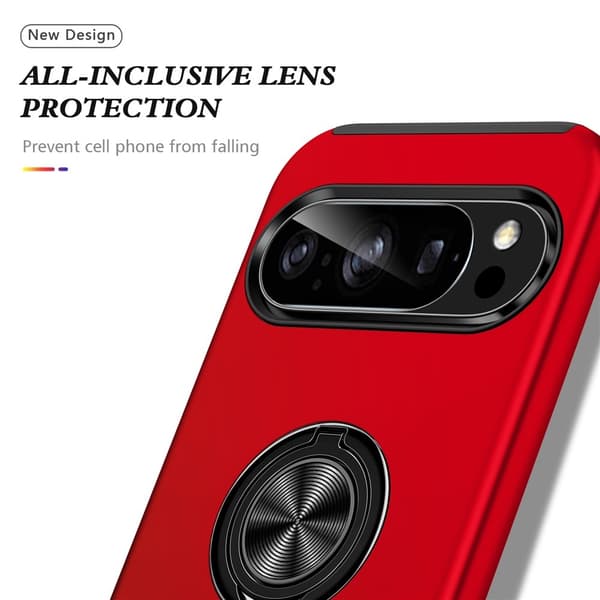 Google Pixel 10 Pro / Pixel 10 Skalsormenrengasjalustan hybridikotelo - Punainen Red