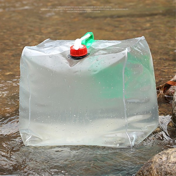 Vikbar vattenbehållare Nöd Överlevnad Vattenförvaring - 10L Transparent